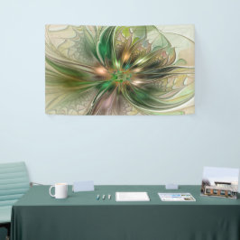 カラフルファンタジーモダン抽象芸術フラクタル花 横断幕