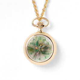 カラフルファンタジーモダン抽象芸術フラクタル花 腕時計