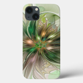 カラフルファンタジーモダン抽象芸術フラクタル花 iPhone 13ケース