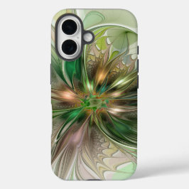 カラフルファンタジーモダン抽象芸術フラクタル花 iPhone 16ケース