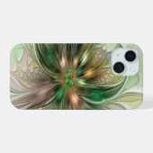カラフルファンタジーモダン抽象芸術フラクタル花 iPhone 15ケース (裏面横)