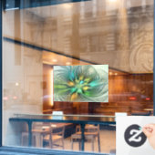 カラフルファンタジーモダン抽象芸術フラワーフラクタル ウィンドウサイン (カフェ窓)