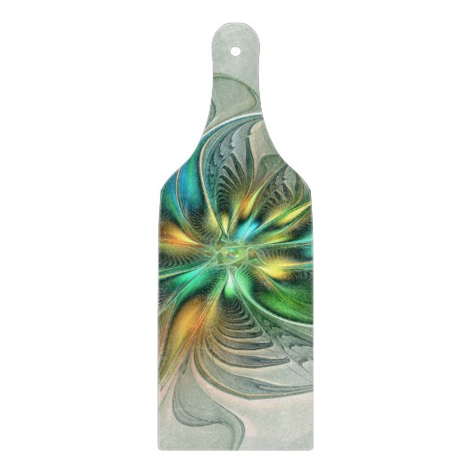 カラフルファンタジーモダン抽象芸術フラワーフラクタル カッティングボード (正面)