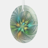 カラフルファンタジーモダン抽象芸術フラワーフラクタル ガラスオーナメント (正面左)