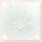 カラフルファンタジーモダン抽象芸術フラワーフラクタル ガラスコースター (裏面)