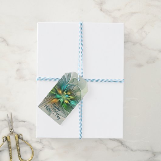 カラフルファンタジーモダン抽象芸術フラワーフラクタル ギフトタグ (より糸付き)