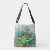 カラフルファンタジーモダン抽象芸術フラワーフラクタル クロスボディバッグ (正面)