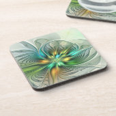 カラフルファンタジーモダン抽象芸術フラワーフラクタル コースター (左側)