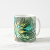 カラフルファンタジーモダン抽象芸術フラワーフラクタル コーヒーマグカップ (正面右)