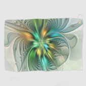 カラフルファンタジーモダン抽象芸術フラワーフラクタル ゴルフタオル (横)