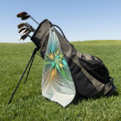 カラフルファンタジーモダン抽象芸術フラワーフラクタル ゴルフタオル (グリーン)