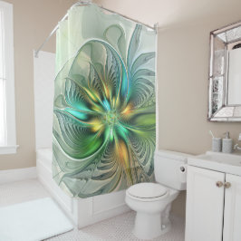 カラフルファンタジーモダン抽象芸術フラワーフラクタル シャワーカーテン
