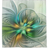 カラフルファンタジーモダン抽象芸術フラワーフラクタル シャワーカーテン (正面)