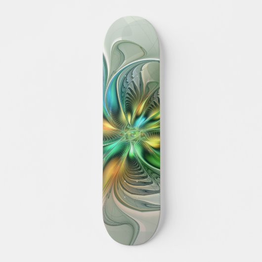 カラフルファンタジーモダン抽象芸術フラワーフラクタル スケートボード (正面)