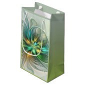 カラフルファンタジーモダン抽象芸術フラワーフラクタル スモールペーパーバッグ (裏面アングル)