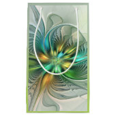 カラフルファンタジーモダン抽象芸術フラワーフラクタル スモールペーパーバッグ (正面)