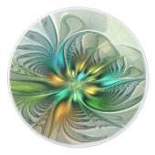 カラフルファンタジーモダン抽象芸術フラワーフラクタル セラミックノブ (正面)