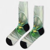 カラフルファンタジーモダン抽象芸術フラワーフラクタル ソックス (左)