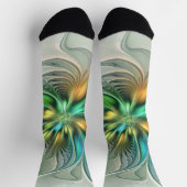カラフルファンタジーモダン抽象芸術フラワーフラクタル ソックス (上部)