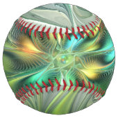 カラフルファンタジーモダン抽象芸術フラワーフラクタル ソフトボール (裏面)