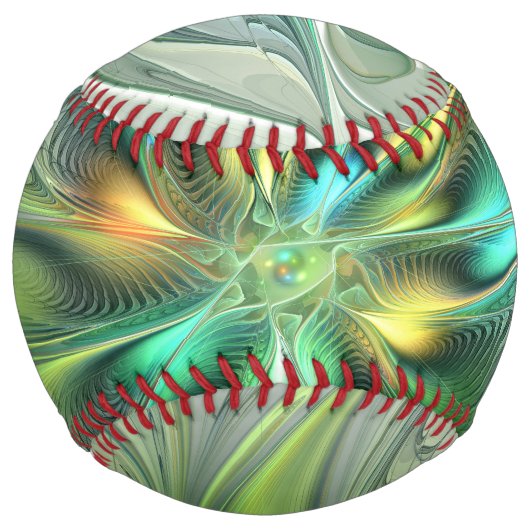 カラフルファンタジーモダン抽象芸術フラワーフラクタル ソフトボール (正面)