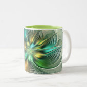 カラフルファンタジーモダン抽象芸術フラワーフラクタル ツートーンマグカップ (正面右)