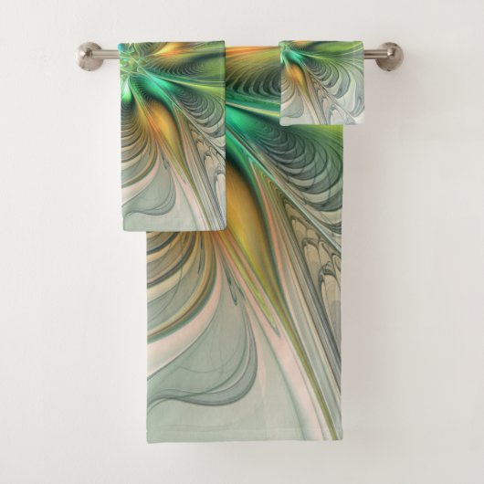 カラフルファンタジーモダン抽象芸術フラワーフラクタル バスタオルセット (インサイチュ)