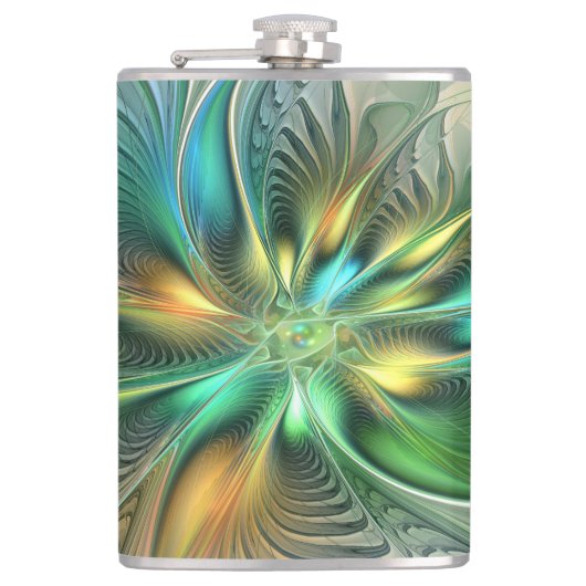 カラフルファンタジーモダン抽象芸術フラワーフラクタル フラスク (正面)