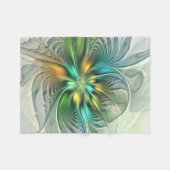 カラフルファンタジーモダン抽象芸術フラワーフラクタル フリースブランケット (正面(横))