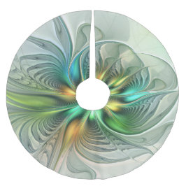 カラフルファンタジーモダン抽象芸術フラワーフラクタル ブラッシュドポリエステルツリースカート