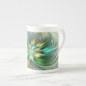 カラフルファンタジーモダン抽象芸術フラワーフラクタル ボーンチャイナマグカップ (正面右)