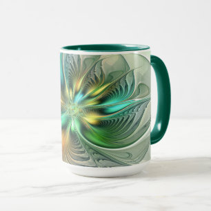 カラフルファンタジーモダン抽象芸術フラワーフラクタル マグカップ