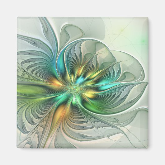 カラフルファンタジーモダン抽象芸術フラワーフラクタル マグネット (正面)