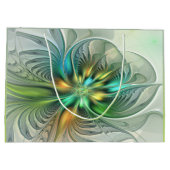 カラフルファンタジーモダン抽象芸術フラワーフラクタル ラージペーパーバッグ (裏面)