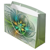 カラフルファンタジーモダン抽象芸術フラワーフラクタル ラージペーパーバッグ (裏面アングル)