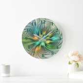 カラフルファンタジーモダン抽象芸術フラワーフラクタル ラージ壁時計 (ホーム)