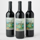 カラフルファンタジーモダン抽象芸術フラワーフラクタル ワインラベル (ボトル)