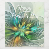 カラフルファンタジーモダン抽象芸術フラワーフラクタル ワインラベル (シングルラベル)