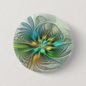 カラフルファンタジーモダン抽象芸術フラワーフラクタル 缶バッジ (正面)