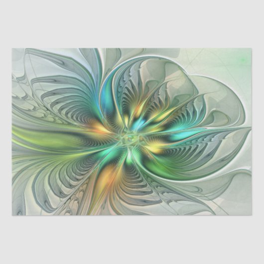 カラフルファンタジーモダン抽象芸術フラワーフラクタル 薄葉紙 (正面)