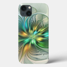 カラフルファンタジーモダン抽象芸術フラワーフラクタル iPhone 13ケース