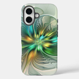 カラフルファンタジーモダン抽象芸術フラワーフラクタル iPhone 16ケース