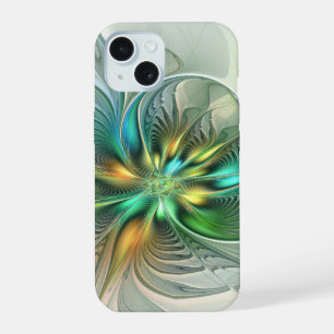 カラフルファンタジーモダン抽象芸術フラワーフラクタル iPhone 15ケース