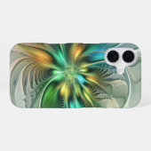 カラフルファンタジーモダン抽象芸術フラワーフラクタル iPhone 16ケース (裏面横)