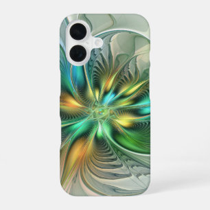 カラフルファンタジーモダン抽象芸術フラワーフラクタル iPhone 16ケース