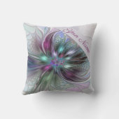 カラフルファンタジーモダン抽象芸術花名 クッション (裏面)