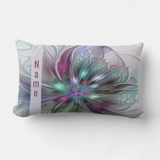 カラフルファンタジーモダン抽象芸術花名 ランバークッション (正面)