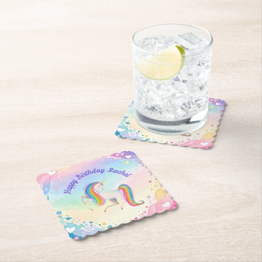 カラフルファンタジーユニコーン ペーパーコースター (インサイチュ)