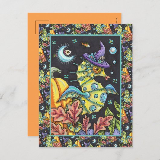 カラフルファンタジー乗馬、ハロウィーン海の魔女 シーズンポストカード (正面/裏面)