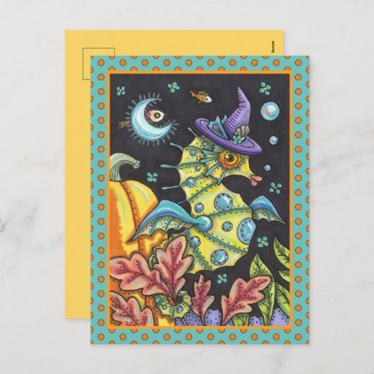 カラフルファンタジー乗馬、ハロウィーン海の魔女 シーズンポストカード (正面/裏面)